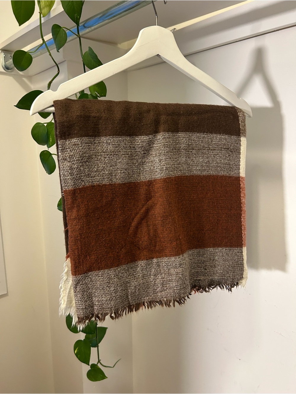 Brown and Cream Striped Shawl